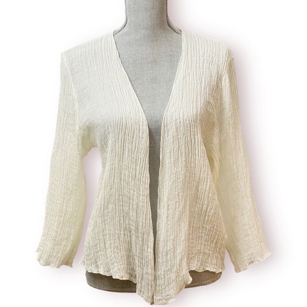 SOFT SURROUNDINGS Homespun Semi Sheer Cream Linen Whisper Kimono